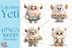 Valentine Yeti Clipart PNG Cute Love Monster Art Product Image 1