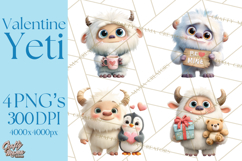 Valentine Yeti Clipart PNG Cute Love Monster Art Product Image 1