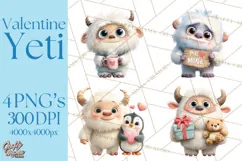 Valentine Yeti Clipart PNG Cute Love Monster Art Product Image 1