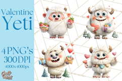 Valentine Yeti Clipart PNG Cute Love Monster Art Product Image 1