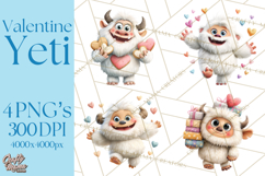 Valentine Yeti Clipart PNG Cute Love Monster Art Product Image 1