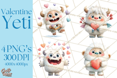 Valentine Yeti Clipart PNG Cute Love Monster Art Product Image 1