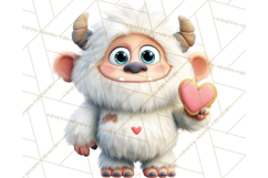 Valentine Yeti Clipart PNG Cute Love Monster Art Product Image 2