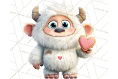Valentine Yeti Clipart PNG Cute Love Monster Art Product Image 2