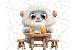 Valentine Yeti Clipart PNG Cute Love Monster Art Product Image 3