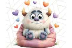 Valentine Yeti Clipart PNG Cute Love Monster Art Product Image 4