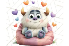 Valentine Yeti Clipart PNG Cute Love Monster Art Product Image 4