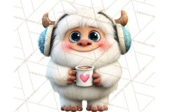 Valentine Yeti Clipart PNG Cute Love Monster Art Product Image 5