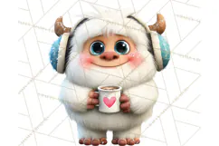 Valentine Yeti Clipart PNG Cute Love Monster Art Product Image 5