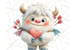 Valentine Yeti Clipart PNG Cute Love Monster Art Product Image 3