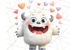Valentine Yeti Clipart PNG Cute Love Monster Art Product Image 4