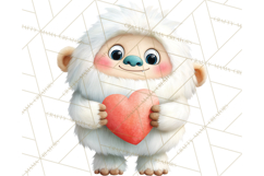 Valentine Yeti Clipart PNG Cute Love Monster Art Product Image 5