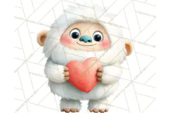 Valentine Yeti Clipart PNG Cute Love Monster Art Product Image 5