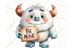 Valentine Yeti Clipart PNG Cute Love Monster Art Product Image 2