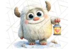 Valentine Yeti Clipart PNG Cute Love Monster Art Product Image 3