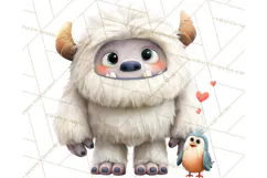 Valentine Yeti Clipart PNG Cute Love Monster Art Product Image 4