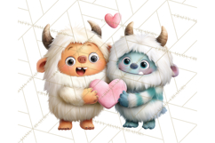 Valentine Yeti Clipart PNG Cute Love Monster Art Product Image 5