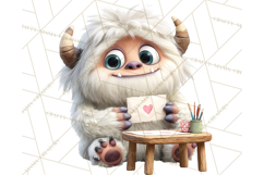 Valentine Yeti Clipart PNG Cute Love Monster Art Product Image 2