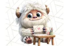 Valentine Yeti Clipart PNG Cute Love Monster Art Product Image 2