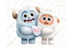Valentine Yeti Clipart PNG Cute Love Monster Art Product Image 4