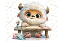 Valentine Yeti Clipart PNG Cute Love Monster Art Product Image 5