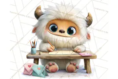 Valentine Yeti Clipart PNG Cute Love Monster Art Product Image 5