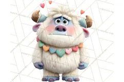 Valentine Yeti Clipart PNG Cute Love Monster Art Product Image 2