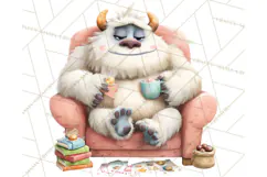 Valentine Yeti Clipart PNG Cute Love Monster Art Product Image 3
