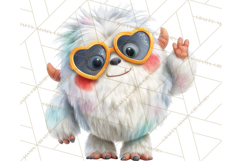 Valentine Yeti Clipart PNG Cute Love Monster Art Product Image 4