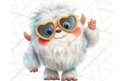 Valentine Yeti Clipart PNG Cute Love Monster Art Product Image 4