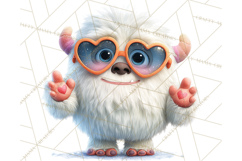 Valentine Yeti Clipart PNG Cute Love Monster Art Product Image 5