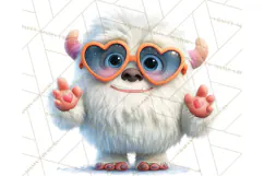 Valentine Yeti Clipart PNG Cute Love Monster Art Product Image 5