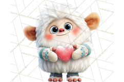 Valentine Yeti Clipart PNG Cute Love Monster Art Product Image 3