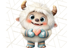 Valentine Yeti Clipart PNG Cute Love Monster Art Product Image 4