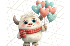 Valentine Yeti Clipart PNG Cute Love Monster Art Product Image 5