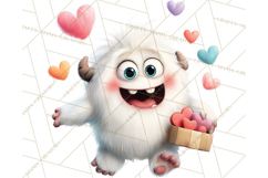 Valentine Yeti Clipart PNG Cute Love Monster Art Product Image 2