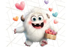 Valentine Yeti Clipart PNG Cute Love Monster Art Product Image 2