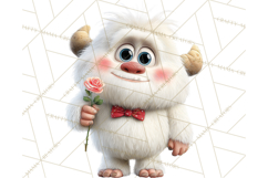 Valentine Yeti Clipart PNG Cute Love Monster Art Product Image 3