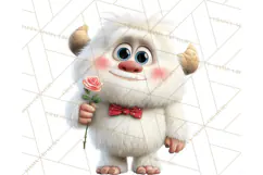 Valentine Yeti Clipart PNG Cute Love Monster Art Product Image 3
