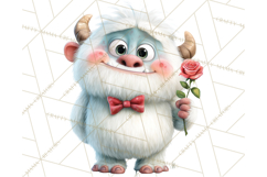 Valentine Yeti Clipart PNG Cute Love Monster Art Product Image 4