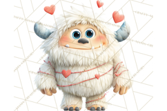 Valentine Yeti Clipart PNG Cute Love Monster Art Product Image 5