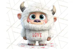 Valentine Yeti Clipart PNG Cute Love Monster Art Product Image 2