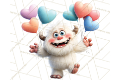 Valentine Yeti Clipart PNG Cute Love Monster Art Product Image 3