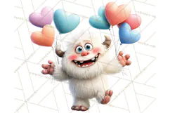 Valentine Yeti Clipart PNG Cute Love Monster Art Product Image 3