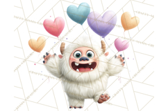 Valentine Yeti Clipart PNG Cute Love Monster Art Product Image 4