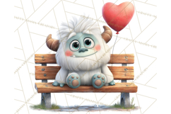 Valentine Yeti Clipart PNG Cute Love Monster Art Product Image 5