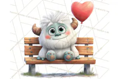 Valentine Yeti Clipart PNG Cute Love Monster Art Product Image 5