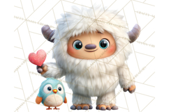 Valentine Yeti Clipart PNG Cute Love Monster Art Product Image 2