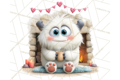 Valentine Yeti Clipart PNG Cute Love Monster Art Product Image 3