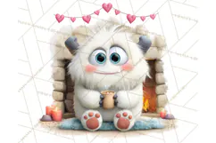 Valentine Yeti Clipart PNG Cute Love Monster Art Product Image 3